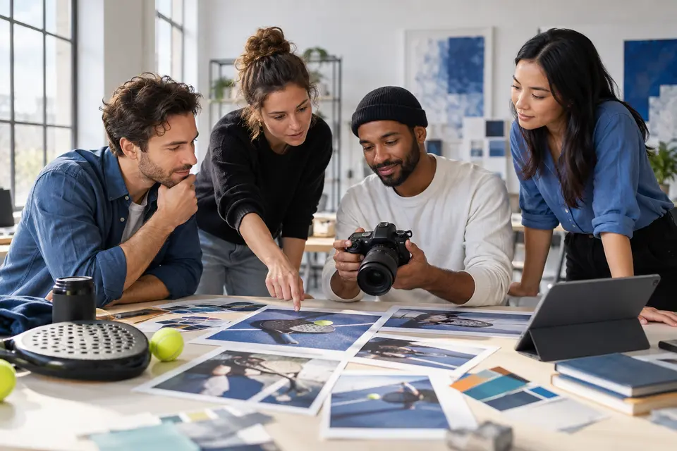 Illustrative scene of a creative team preparing editorial photography